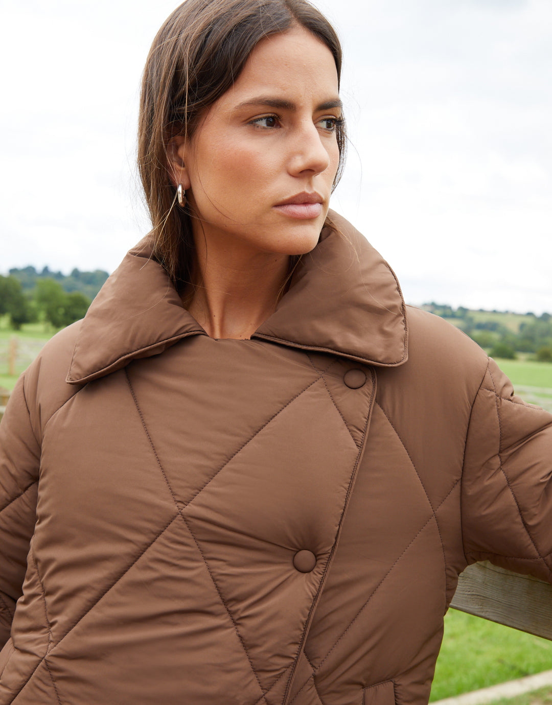 Chocolate Brown Collared Diamond Quilted Heritage Jacket
