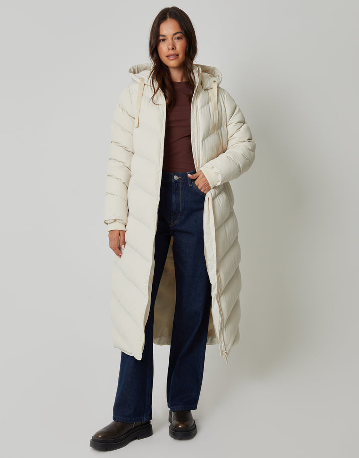 Cream Padded Maxi Coat