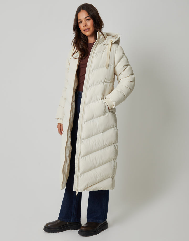 Cream Padded Maxi Coat
