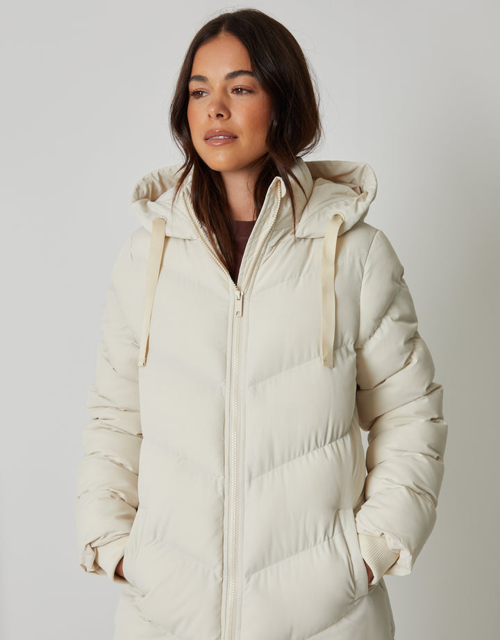 Cream Padded Maxi Coat