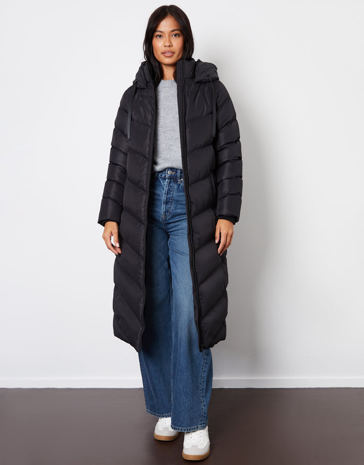 Black Padded Maxi Coat