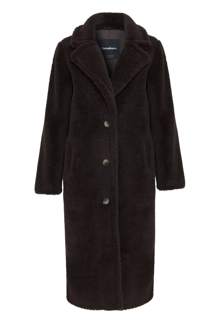 Chocolate Brown Longline Borg Teddy Coat