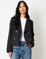 Black Double Breasted Cropped Trench Coat