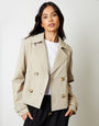 Stone Double Breasted Cropped Trench Coat