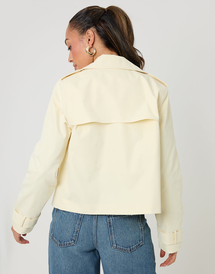 Yellow Double Breasted Cropped Trench Coat