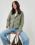 Khaki Green Double Breasted Cropped Trench Coat
