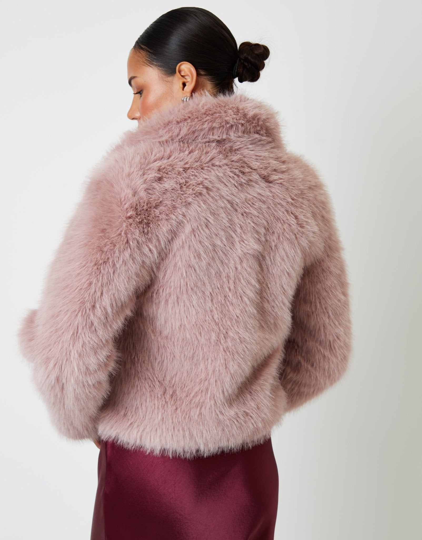 Threadbare Women's Cropped Faux Fur Coat in Pink – Threadbare