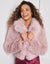 Pink Cropped Faux Fur Coat