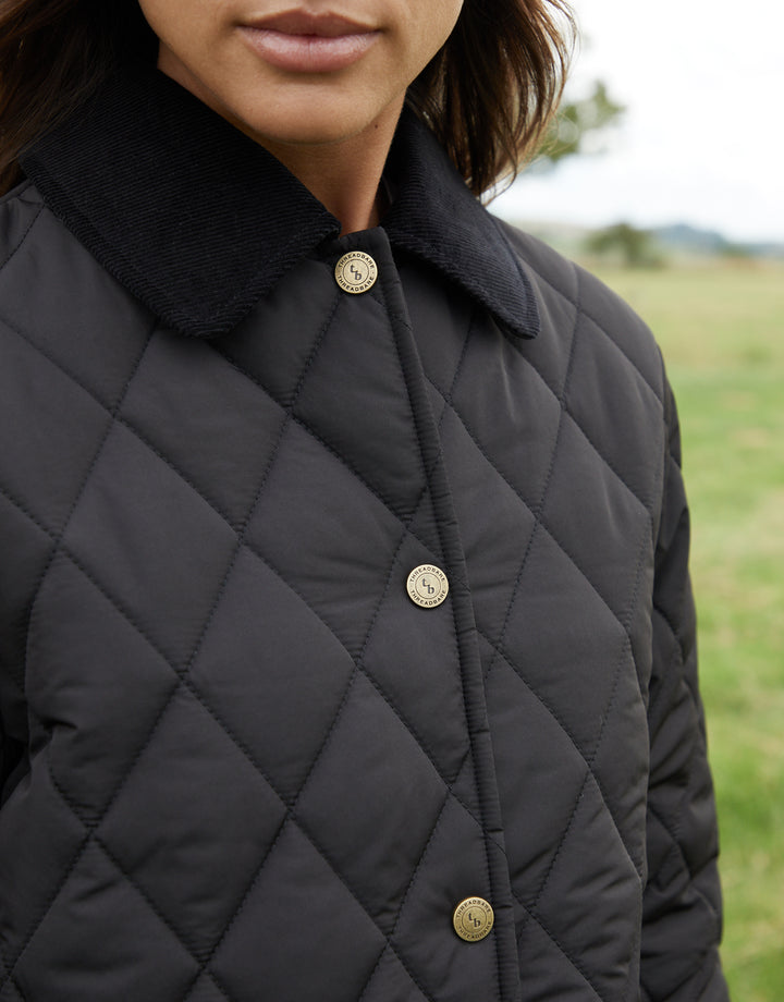 Black Cord Collar Diamond Quilted Heritage Jacket