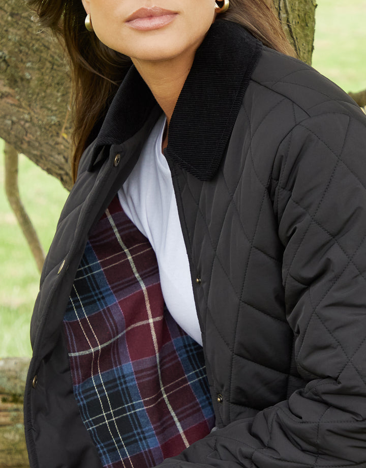 Black Cord Collar Diamond Quilted Heritage Jacket
