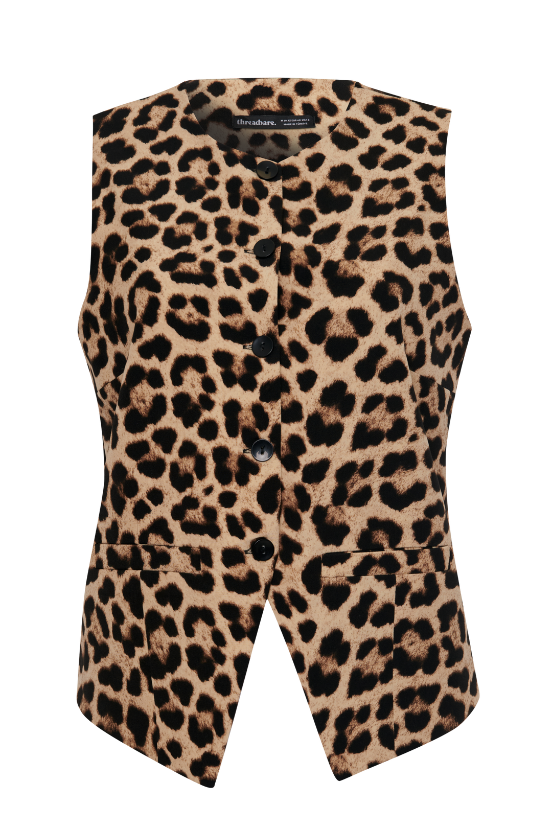 Leopard Print Crew Neck Waistcoat