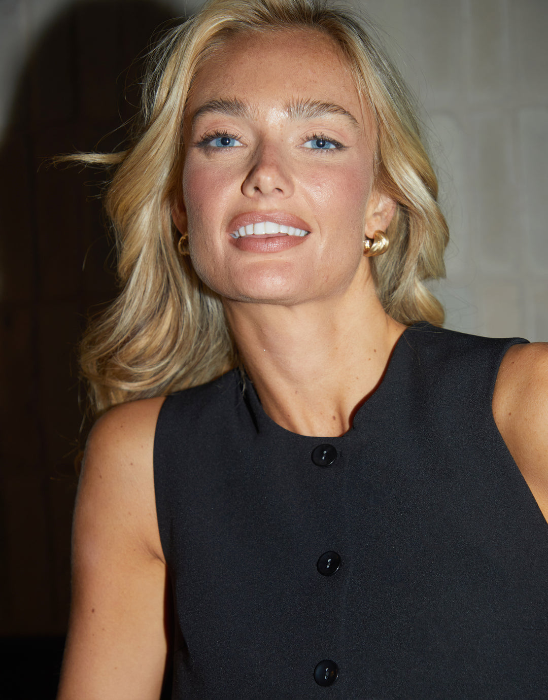 Black Crew Neck Waistcoat