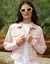 Pink Embroidered Stretch Denim Jacket