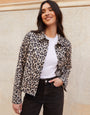 Leopard Print Cropped Button Up Suedette Shacket