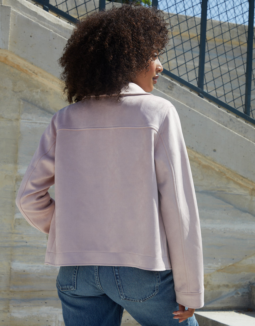 Pink Cropped Button Up Suedette Shacket