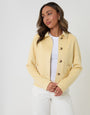 Threadbare Cropped Button Up Suedette Shacket in Yellow - front view