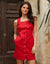 Red Linen Blend Waistcoat Dress