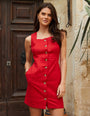 Red Linen Blend Waistcoat Dress