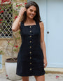 Black Linen Blend Waistcoat Dress