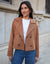 Tan Brown Suedette Cropped Trench Coat