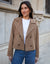Taupe Suedette Cropped Trench Coat