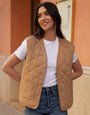 Tan Brown Suedette Onion Quilted Gilet