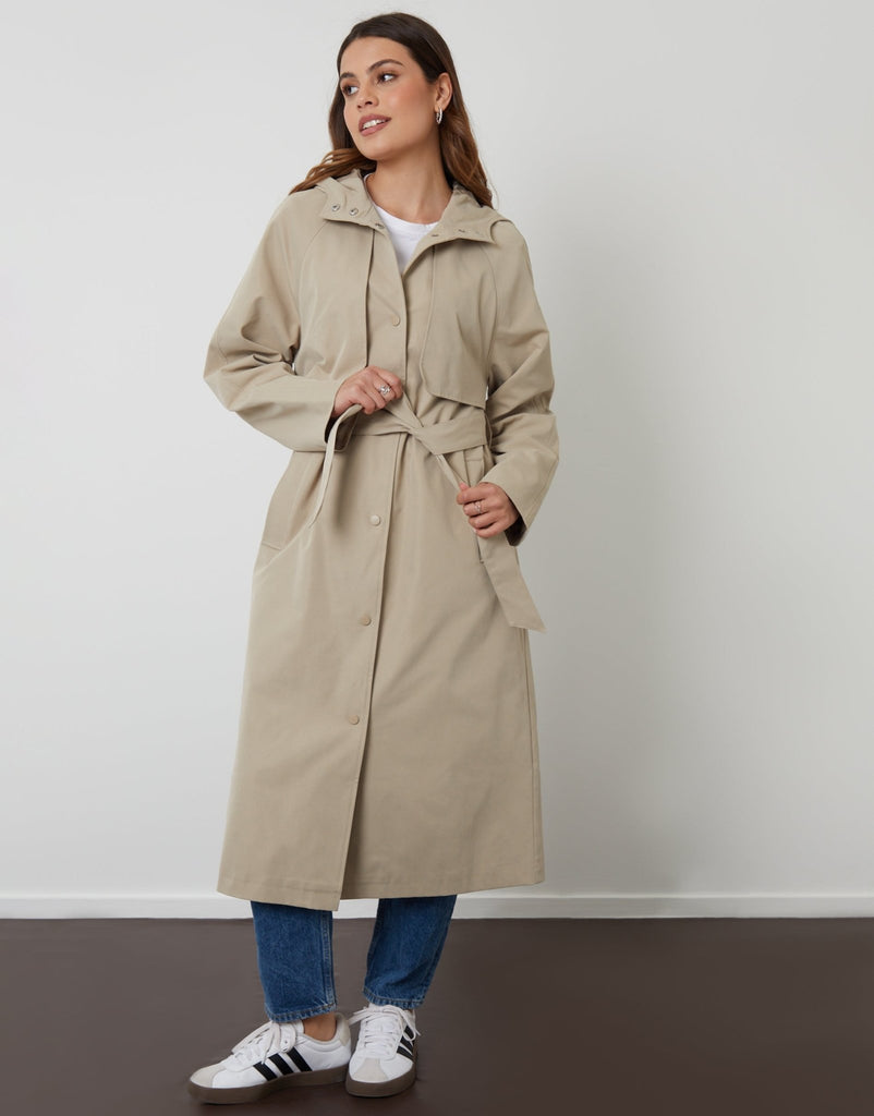 Longline Hooded Trench Coat