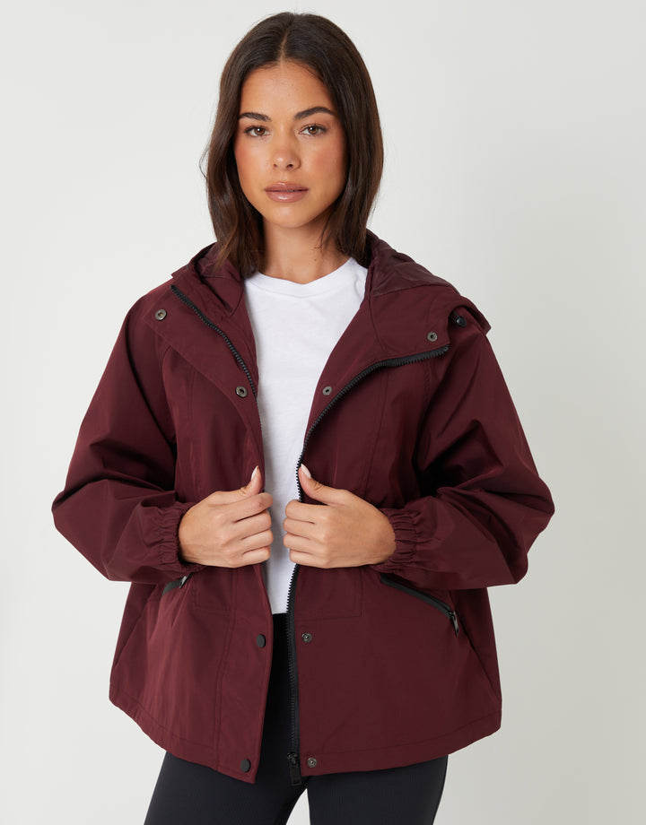 Berry Red Showerproof Hooded Jacket