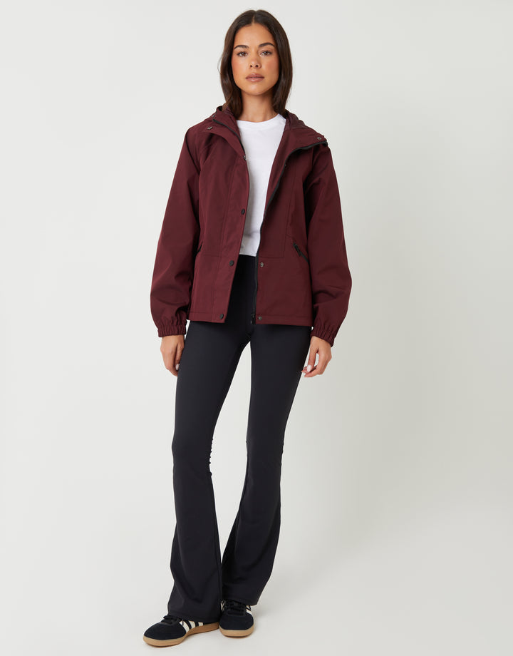 Berry Red Showerproof Hooded Jacket