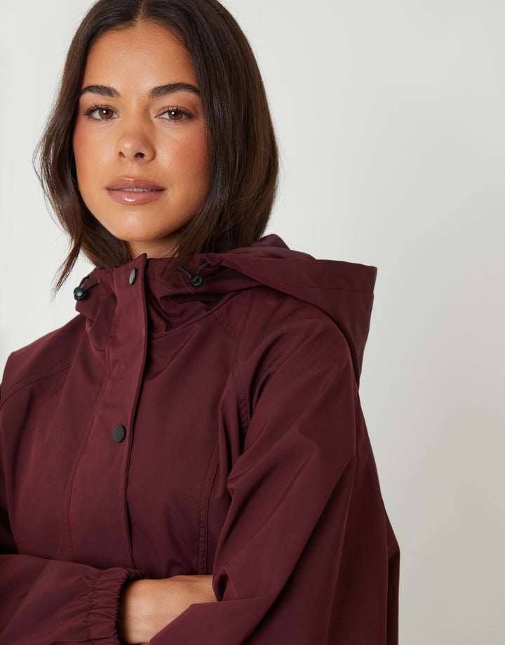 Berry Red Showerproof Hooded Jacket
