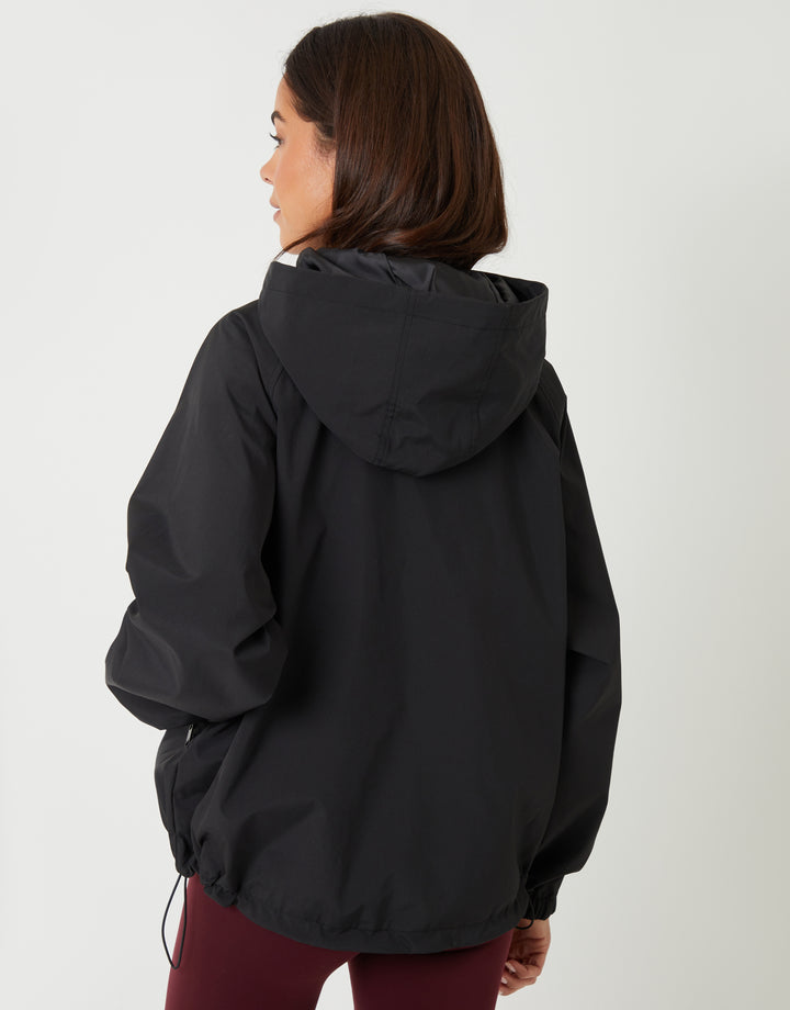 Black Showerproof Hooded Jacket