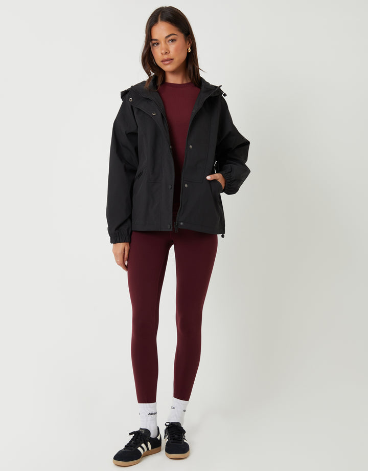 Black Showerproof Hooded Jacket