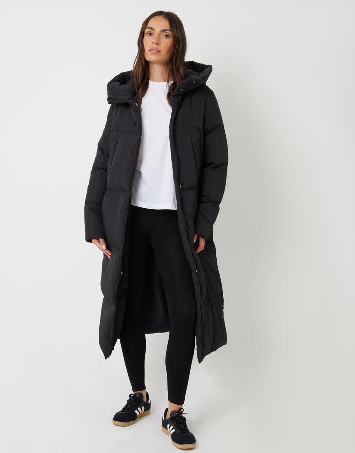 Black Longline Puffer Jacket