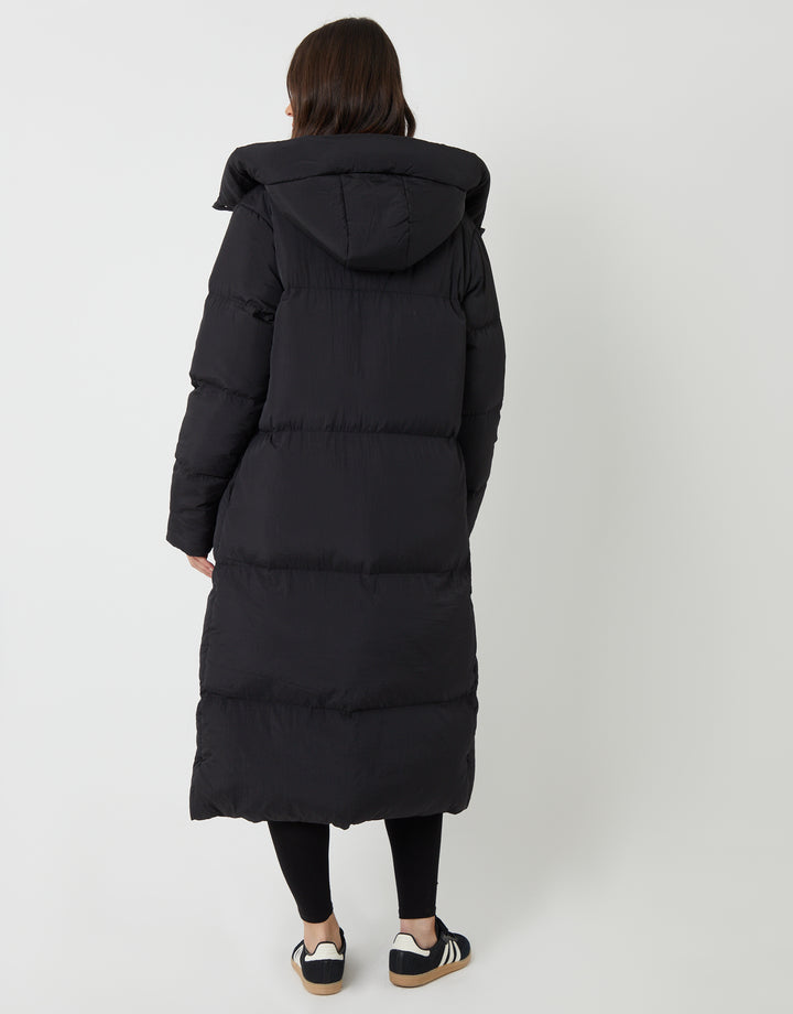 Black Longline Puffer Jacket