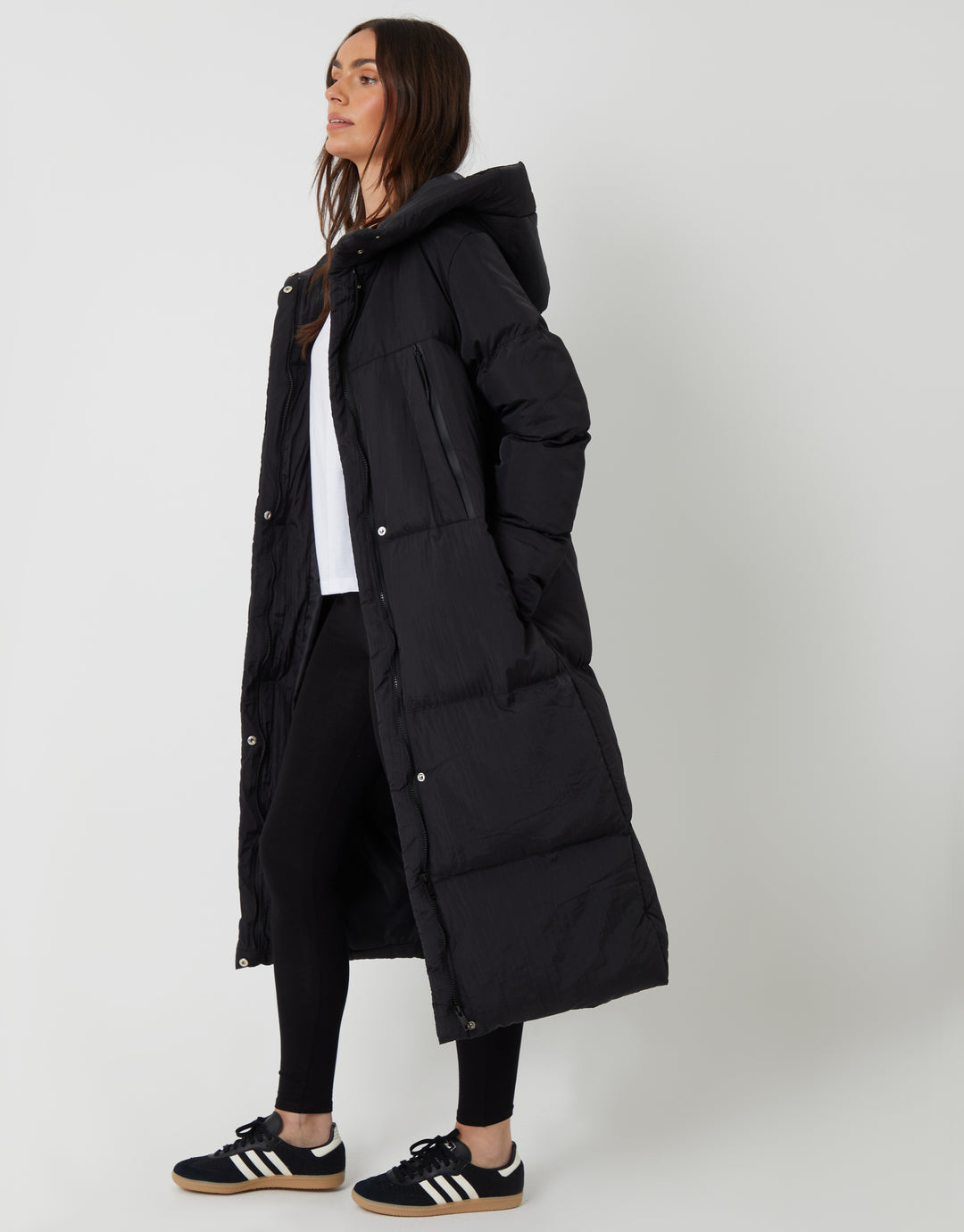 Black Longline Puffer Jacket