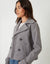 Grey Faux Wool Cropped Trench Coat