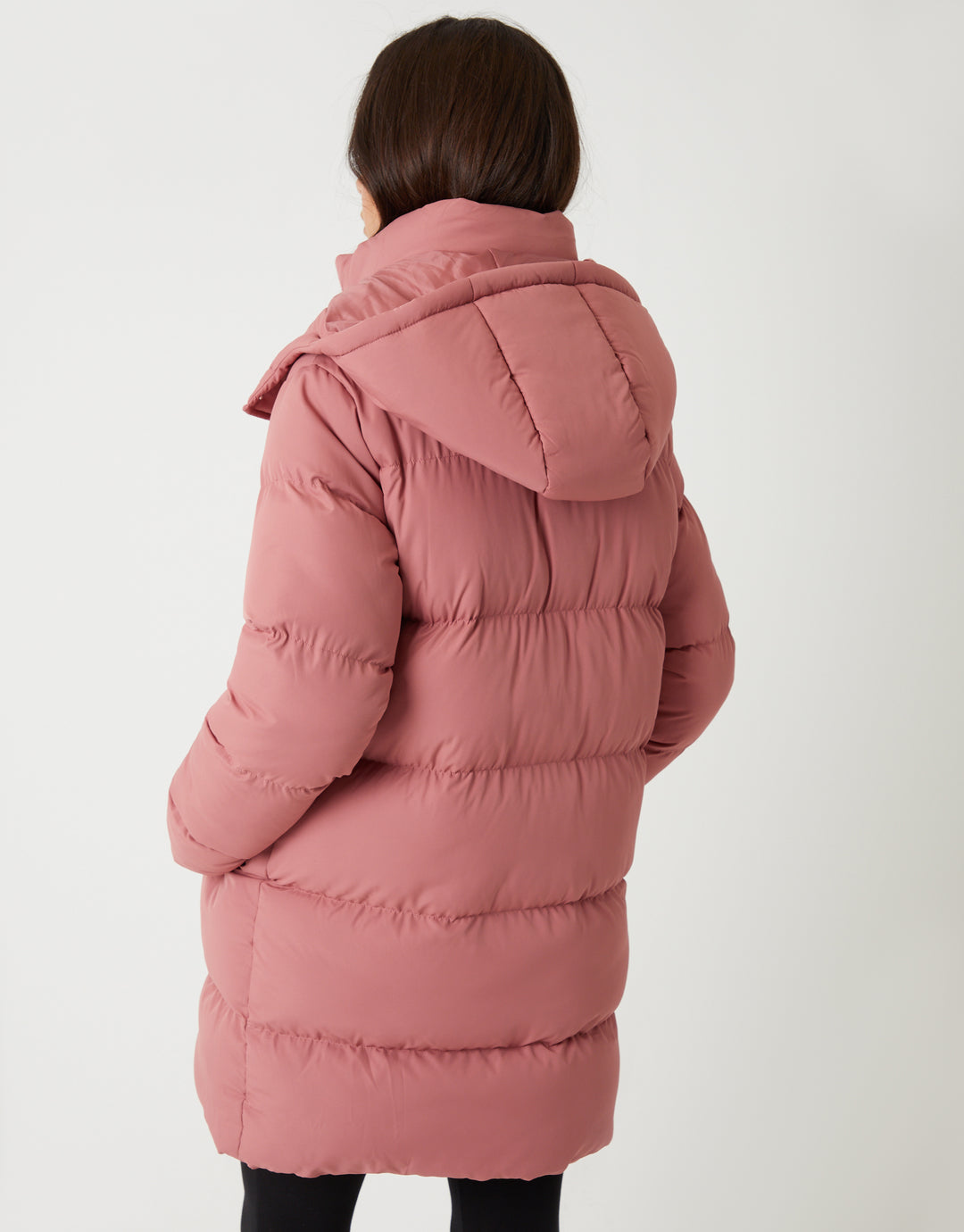 Threadbare Women's Pink Mid Length Hooded Puffer Coat
