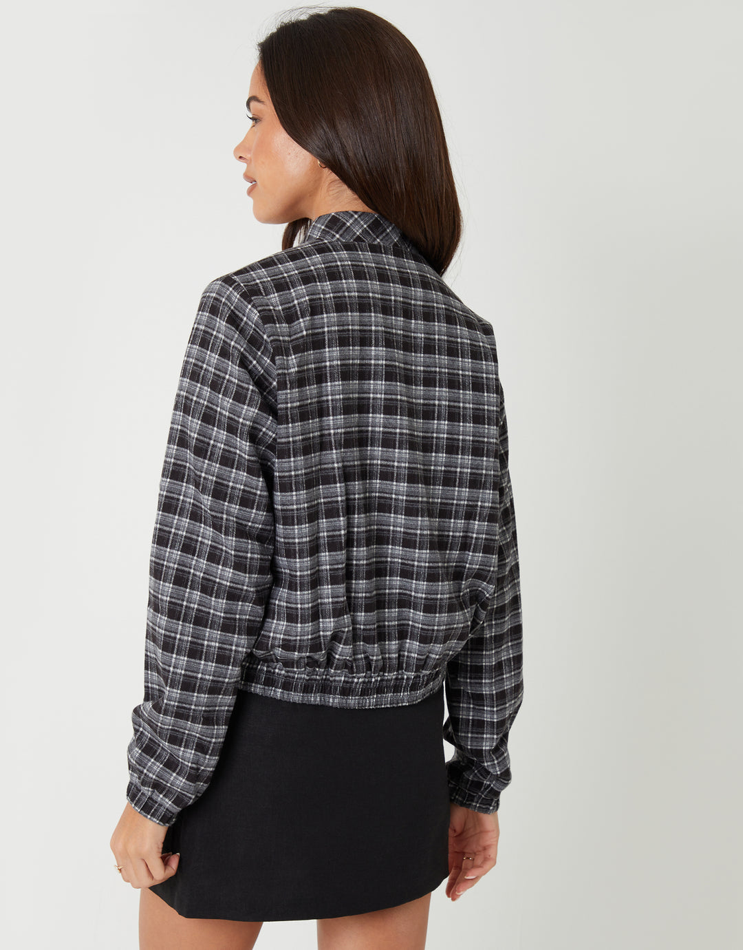 Mono Check Patch Pocket Bomber Jacket