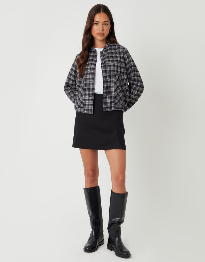 Mono Check Patch Pocket Bomber Jacket