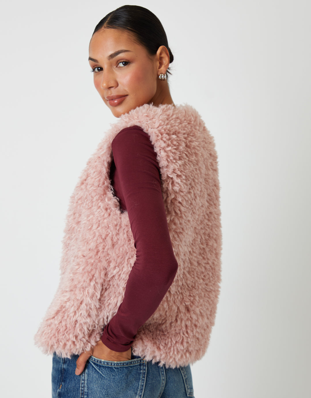 Pink Faux Fur Gilet