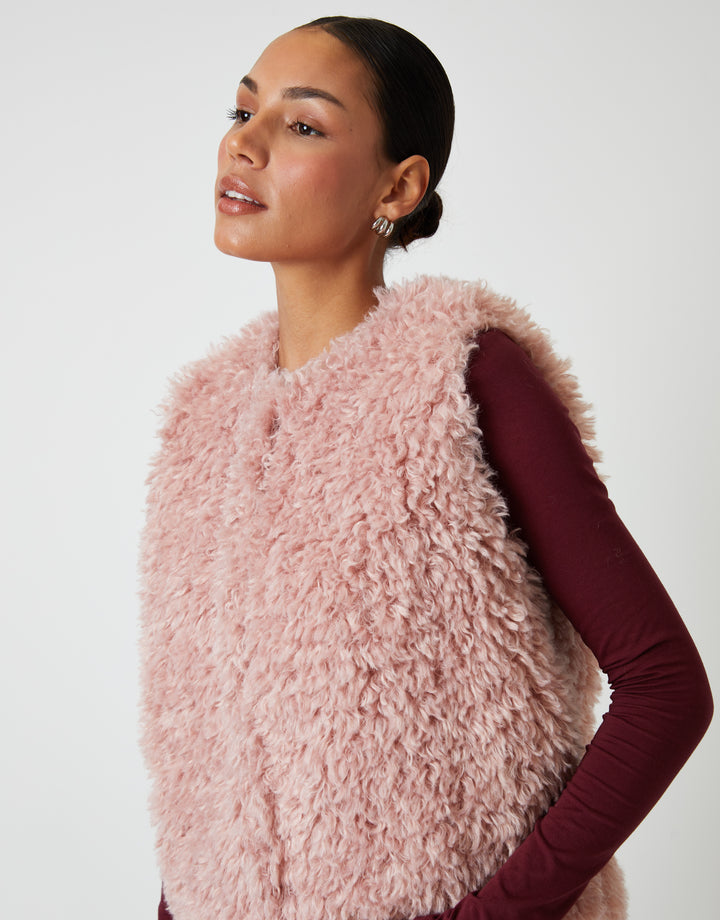 Pink Faux Fur Gilet