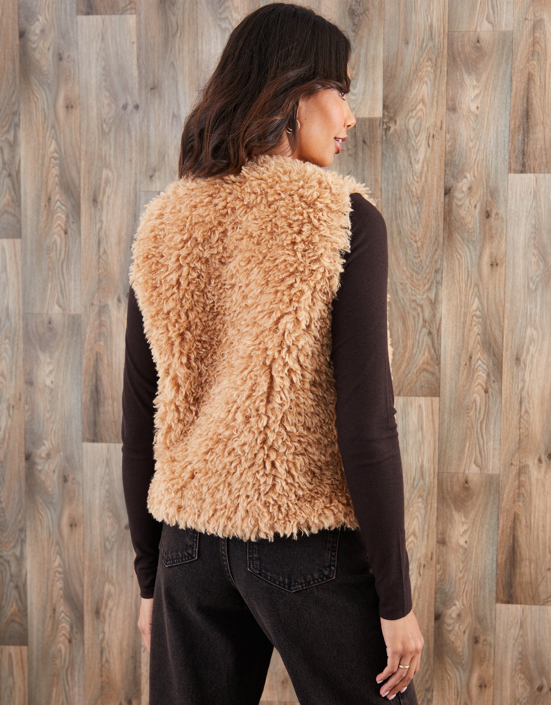 Camel Brown Faux Fur Gilet
