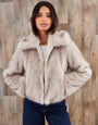 Mushroom Faux Fur Zip Through Coat