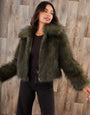 Olive Green Faux Fur Zip Through Coat