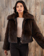 Chocolate Brown Faux Fur Zip Through Coat
