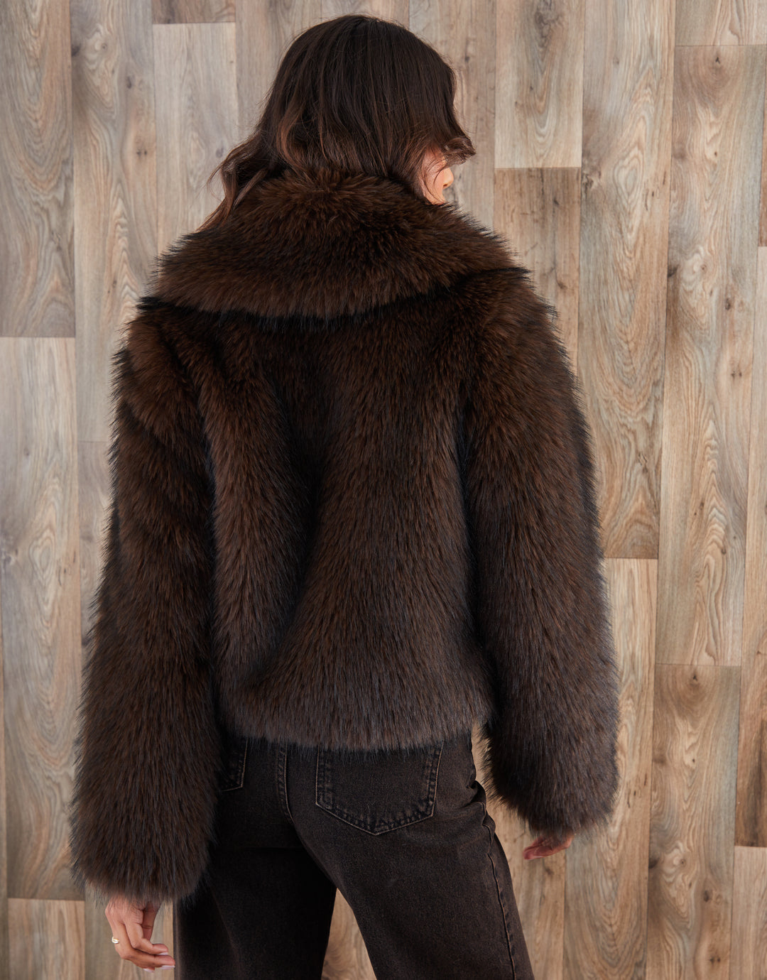 Chocolate Brown Faux Fur Zip Through Coat
