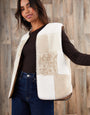 Cream Patchwork Borg Gilet