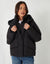 Black Hooded Double Collar Puffer Jacket