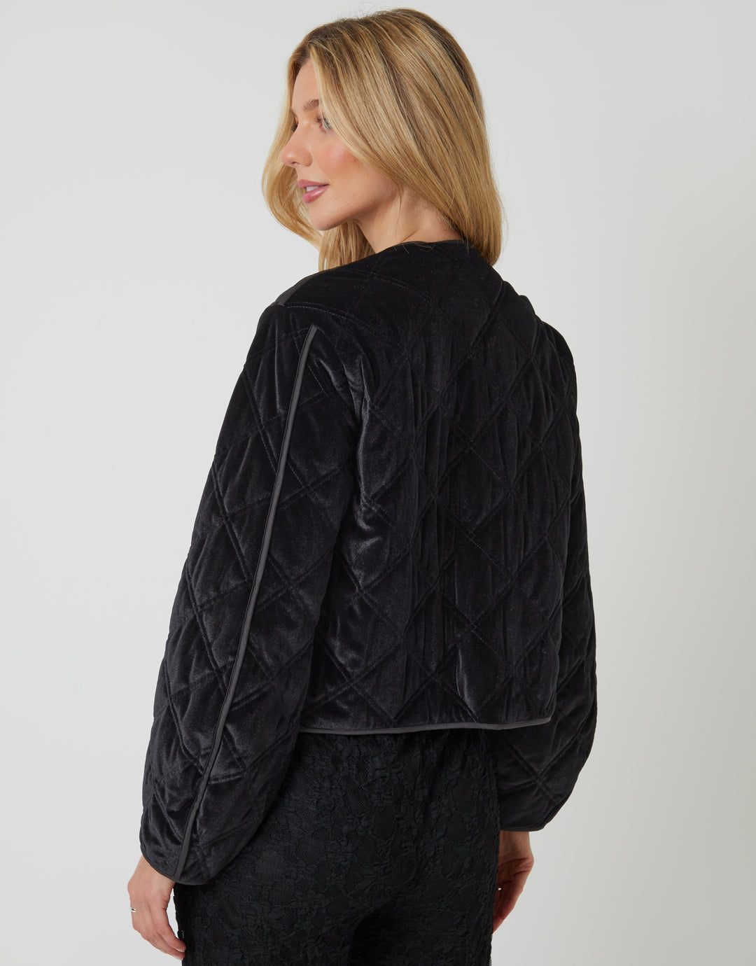 Black Diamond Quilted Velvet Jacket
