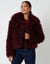 Berry Red Collared Faux Fur Coat
